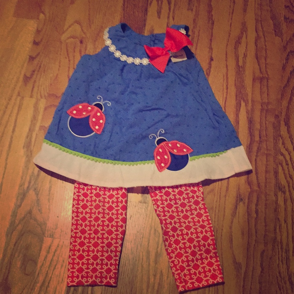18 month Rare Editions ladybug appliqué outfit